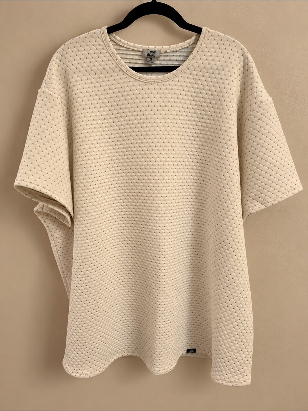 Cream Quilted Short Sleeve Tee